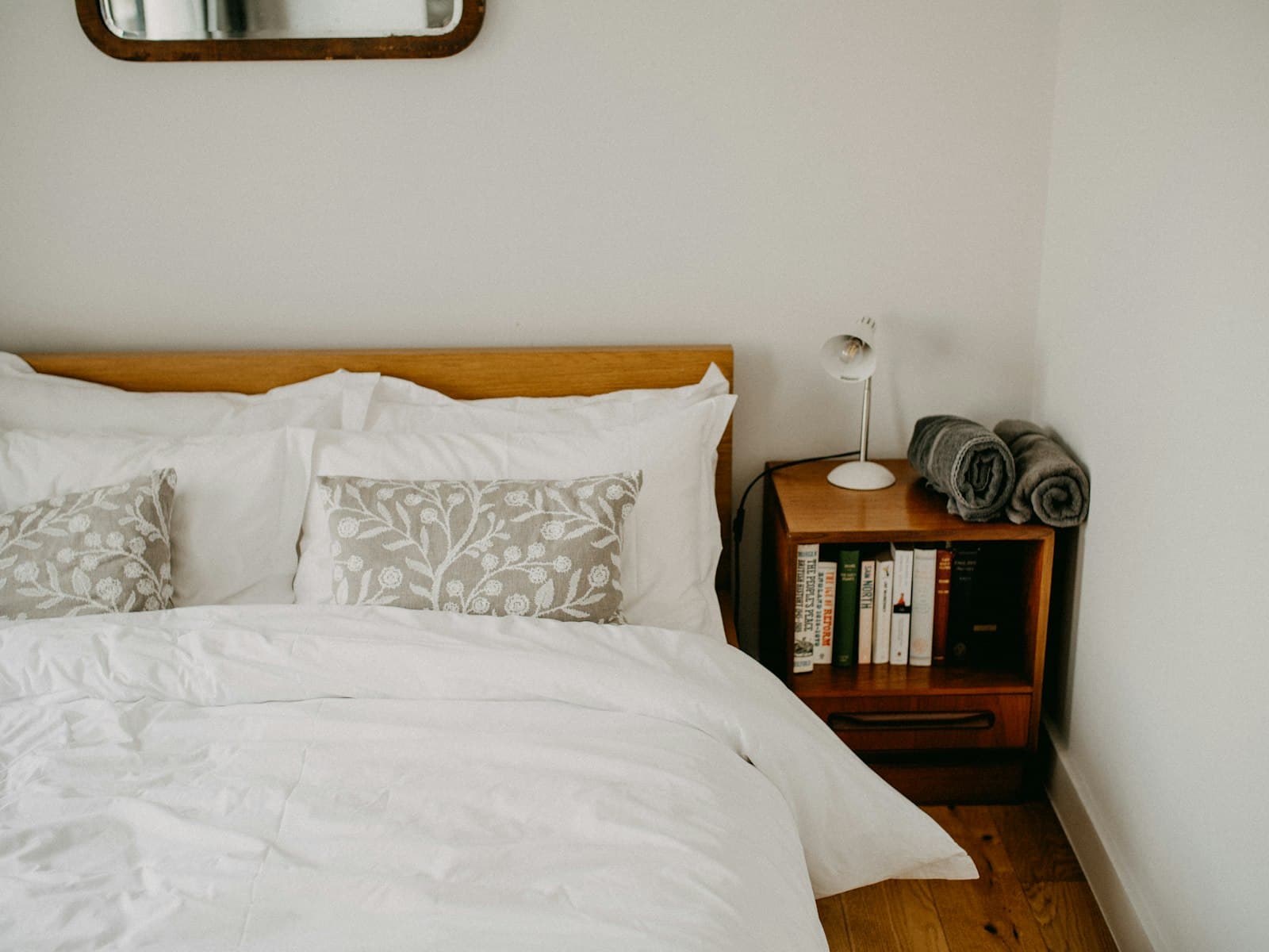 Bright furnished bedroom with natural light
